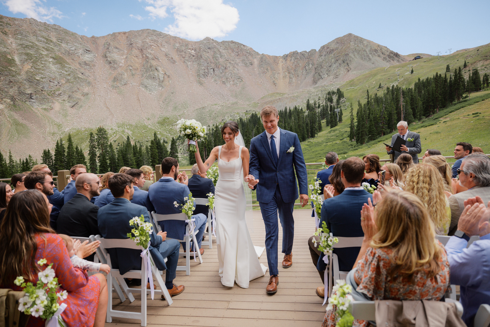 A-Basin wedding ceremony couple's exit